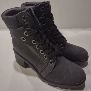 Maurices Women's Charcoal Black Lace-Up Ankle Boots